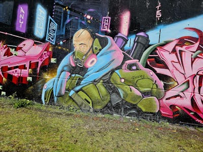 Colorful Characters by CUORE and m4a. This Graffiti is located in Hamburg, Germany and was created in 2023.