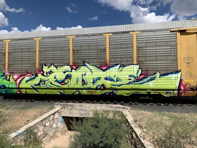 Light Green Stylewriting by Asoter, LTS, Kog and odv. This Graffiti is located in Atlanta, United States and was created in 2022. This Graffiti can be described as Stylewriting, Trains and Freights.