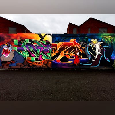 Colorful Stylewriting by Posea. This Graffiti is located in United Kingdom and was created in 2022. This Graffiti can be described as Stylewriting and Characters.