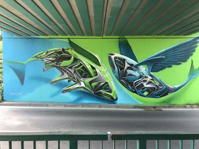 Colorful Stylewriting by Real143. This Graffiti is located in Karlovy Vary, Czech Republic and was created in 2019. This Graffiti can be described as Stylewriting, Characters, 3D, Futuristic and Murals.