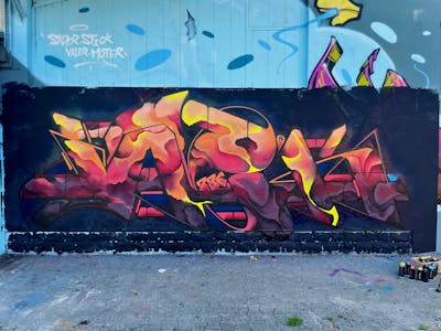 Red and Orange and Yellow Stylewriting by Jaek. This Graffiti is located in Luxembourg, Luxembourg and was created in 2023. This Graffiti can be described as Stylewriting and Wall of Fame.