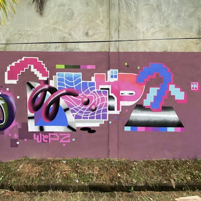 Coralle and Colorful Stylewriting by Wepz. This Graffiti is located in Batam, Indonesia and was created in 2022. This Graffiti can be described as Stylewriting, Futuristic, 3D and Wall of Fame.