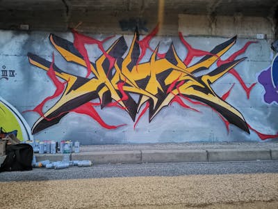Red and Orange Stylewriting by Kote. This Graffiti is located in Prato, Italy and was created in 2022.