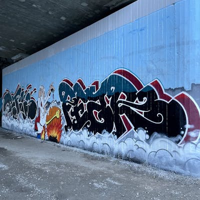 Colorful Stylewriting by MicRoFiks, Fiks and Peser. This Graffiti is located in Germany and was created in 2023. This Graffiti can be described as Stylewriting, Characters and Wall of Fame.