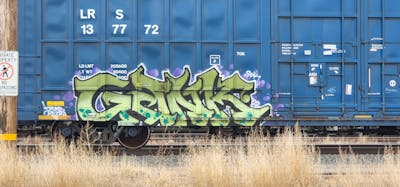 Light Green Stylewriting by Gank. This Graffiti is located in United States and was created in 2024. This Graffiti can be described as Stylewriting, Trains and Freights.