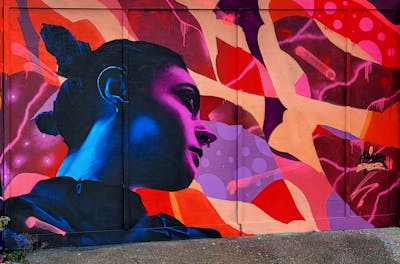 Violet and Blue and Colorful Characters by SIDOK. This Graffiti is located in London, United Kingdom and was created in 2022. This Graffiti can be described as Characters and Wall of Fame.