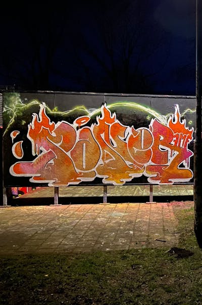 Orange Stylewriting by Maner, fmf and vec. This Graffiti is located in Amsterdam, Netherlands and was created in 2022.