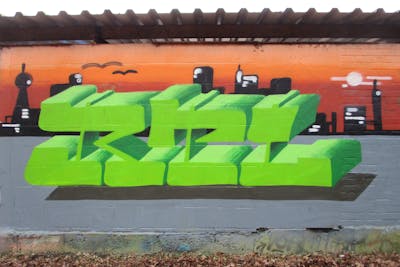 Light Green and Colorful Stylewriting by ntf crew and rpl. This Graffiti is located in Cloppenburg, Germany and was created in 2023. This Graffiti can be described as Stylewriting and 3D.
