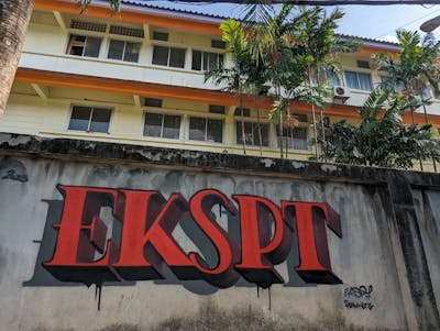 Red and Grey and Black Stylewriting by Eksept. This Graffiti is located in Phuket, Thailand and was created in 2023. This Graffiti can be described as Stylewriting and Streetart.