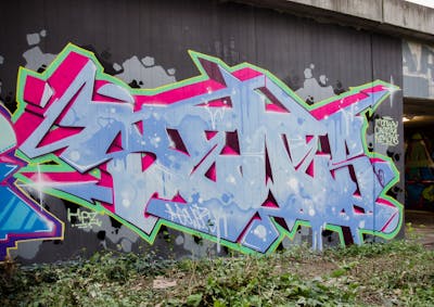 Colorful and Light Blue Stylewriting by SEWER. This Graffiti is located in Würzburg, Germany and was created in 2015.