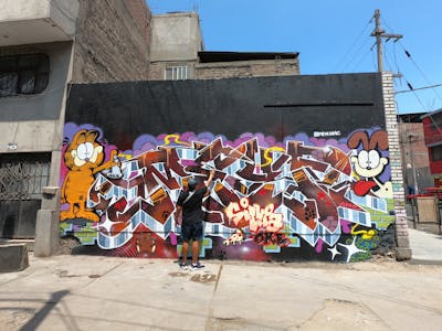 Brown and Colorful Stylewriting by N2S, ATC, APC, meyf and amc. This Graffiti is located in Lima, Peru and was created in 2021. This Graffiti can be described as Stylewriting, Street Bombing and Characters.