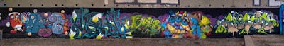 Colorful Stylewriting by Brat, LUNAR, Rakun, Mosk and Morka. This Graffiti is located in Rijeka, Croatia and was created in 2023. This Graffiti can be described as Stylewriting and Characters.