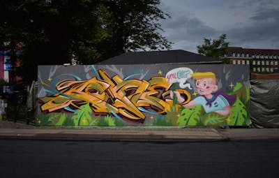 Colorful Characters by Coke and Suzie. This Graffiti is located in copenhagen, Denmark and was created in 2017. This Graffiti can be described as Characters, Stylewriting and Wall of Fame.