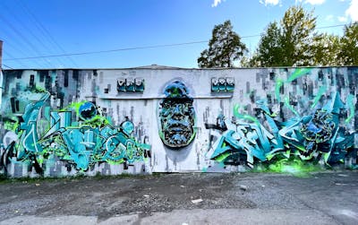 Grey and Cyan Stylewriting by Pencil. This Graffiti is located in Stockholm, Sweden and was created in 2022. This Graffiti can be described as Stylewriting, Characters and Murals.