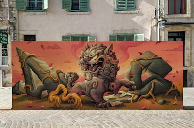 Grey and Coralle Characters by Abys. This Graffiti is located in Nancy, France and was created in 2022. This Graffiti can be described as Characters, Stylewriting and Streetart.