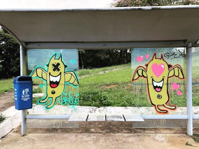 Colorful Characters by Grude. This Graffiti is located in salvador, Brazil and was created in 2021. This Graffiti can be described as Characters and Street Bombing.