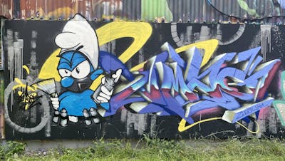 Colorful Stylewriting by EmzG. This Graffiti is located in Zug, Switzerland and was created in 2022. This Graffiti can be described as Stylewriting, Characters and Wall of Fame.