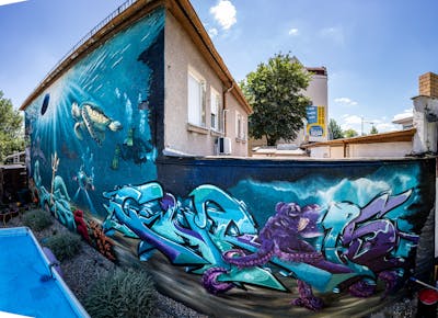 Cyan Stylewriting by Aser, Opys and Chr15. This Graffiti is located in Leipzig, Germany and was created in 2020. This Graffiti can be described as Stylewriting, Murals and Characters.