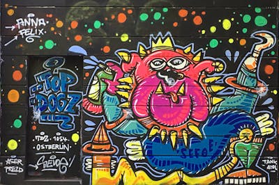 Colorful Characters by Sefoe and OST. This Graffiti is located in Wien, Austria and was created in 2017. This Graffiti can be described as Characters and Wall of Fame.