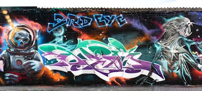Colorful Stylewriting by Cors One, dejoe and Saf One. This Graffiti is located in Berlin, Germany and was created in 2022. This Graffiti can be described as Stylewriting, Characters and Wall of Fame.