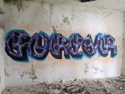 Violet and Black and Light Blue Stylewriting by Forever. This Graffiti is located in Macedonia and was created in 2023. This Graffiti can be described as Stylewriting and Abandoned.