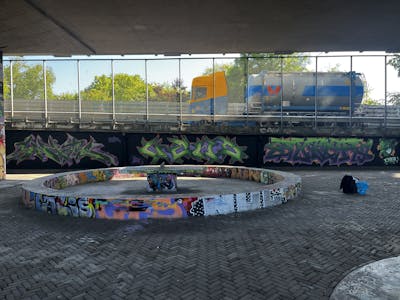 Light Green and Violet Stylewriting by News. This Graffiti is located in Koog an de zaan, Netherlands and was created in 2023. This Graffiti can be described as Stylewriting and Wall of Fame.