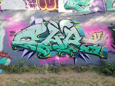 Colorful and Light Green Stylewriting by Chr15. This Graffiti is located in Leipzig, Germany and was created in 2022. This Graffiti can be described as Stylewriting, Characters and Wall of Fame.