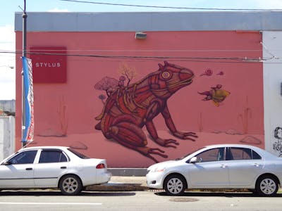Red Characters by unknown. This Graffiti is located in San Juan, Puerto Rico and was created in 2011. This Graffiti can be described as Characters and Murals.