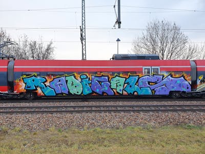 Colorful Stylewriting by bros, RADICALS, RCS, rizok and R120K. This Graffiti is located in Leipzig, Germany and was created in 2021. This Graffiti can be described as Stylewriting and Trains.
