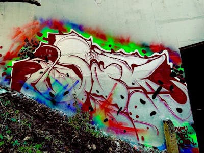 Red and Chrome and Colorful Stylewriting by Soker. This Graffiti is located in Dublin, Ireland and was created in 2021.