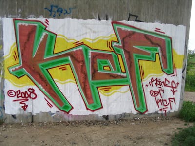 Brown and Colorful Stylewriting by urine and KCF. This Graffiti is located in Delitzsch, Germany and was created in 2008.