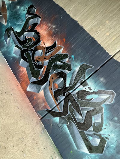 Cyan and Orange and Grey Stylewriting by Kardo. This Graffiti is located in stuttgart, Germany and was created in 2024.
