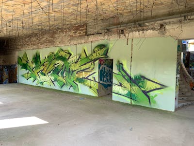 Green and Light Green Stylewriting by Prime. This Graffiti is located in Germany and was created in 2023. This Graffiti can be described as Stylewriting and Abandoned.
