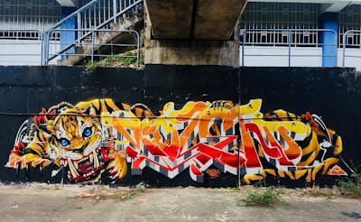 Colorful Stylewriting by EscapeVa and Violent. This Graffiti is located in Kuala Lumpur, Malaysia and was created in 2018. This Graffiti can be described as Stylewriting, Characters and Wall of Fame.