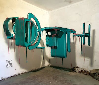 Cyan Stylewriting by Odeith. This Graffiti is located in Portugal and was created in 2021. This Graffiti can be described as Stylewriting, 3D and Special.