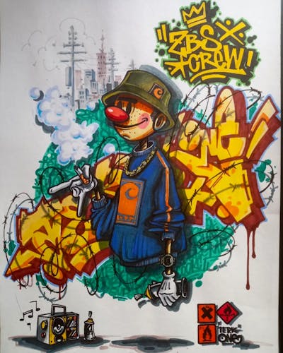 Colorful and Yellow Blackbook by TRK. This Graffiti is located in Minsk, Belarus and was created in 2022. This Graffiti can be described as Blackbook.