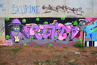 Colorful and Violet Stylewriting by Brat, BDBU PLZ, PLZ and BDBU. This Graffiti is located in Rijeka, Croatia and was created in 2022. This Graffiti can be described as Stylewriting, Characters and Abandoned.