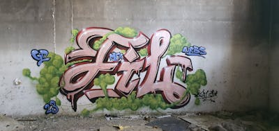 Coralle and Light Green Stylewriting by fil, urbansoldierz, graffdinamics and mtrclan. This Graffiti is located in Lleida, Spain and was created in 2023. This Graffiti can be described as Stylewriting and Abandoned.