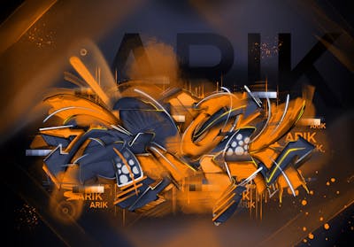 Orange and Blue Digital Works by ARIK. This Graffiti is located in Germany and was created in 2022.