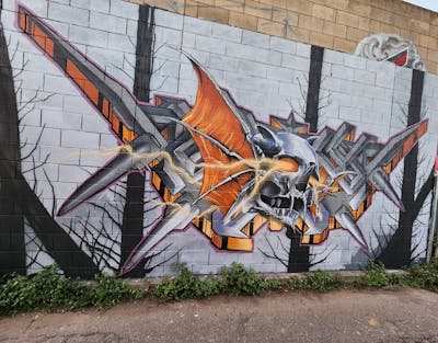Grey and Orange Stylewriting by ADVRT. This Graffiti is located in Adelaide, Australia and was created in 2024. This Graffiti can be described as Stylewriting and Characters.