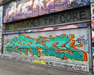 Cyan and Orange Stylewriting by Daner. This Graffiti is located in Slovakia and was created in 2023. This Graffiti can be described as Stylewriting and Wall of Fame.
