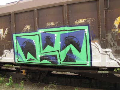 Light Green and Blue Stylewriting by urine and OST. This Graffiti is located in Leipzig, Germany and was created in 2011. This Graffiti can be described as Stylewriting and Trains.