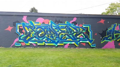 Blue and Colorful Stylewriting by Toner2 and OTZ. This Graffiti is located in Belgium and was created in 2020. This Graffiti can be described as Stylewriting and Wall of Fame.