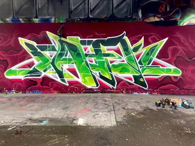 Green and Light Green Stylewriting by Jaek. This Graffiti is located in Luxembourg, Germany and was created in 2021. This Graffiti can be described as Stylewriting and Wall of Fame.