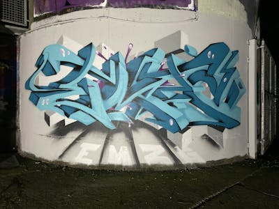 Cyan 3D by EmzG. This Graffiti is located in Zug, Switzerland and was created in 2022. This Graffiti can be described as 3D and Stylewriting.