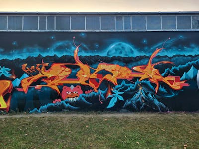 Orange and Cyan Stylewriting by Dipa. This Graffiti is located in Berlin, Germany and was created in 2024. This Graffiti can be described as Stylewriting and Characters.