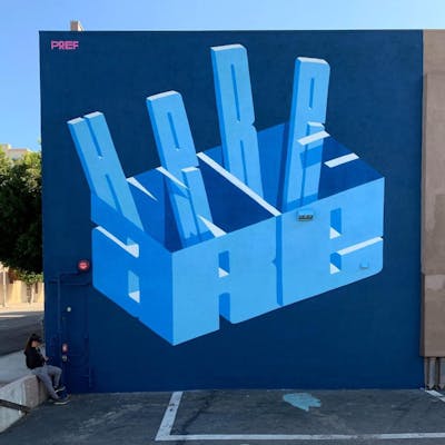 Light Blue and Blue 3D by Pref ID. This Graffiti is located in Los Ángeles, United States and was created in 2021. This Graffiti can be described as 3D, Murals, Handstyles and Stylewriting.