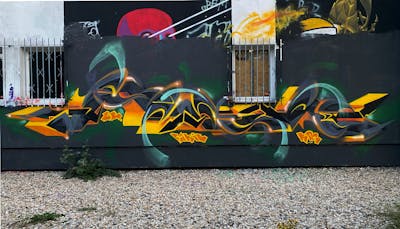 Orange and Grey Stylewriting by Fakie and KRS. This Graffiti is located in Leipzig, Germany and was created in 2022. This Graffiti can be described as Stylewriting and Wall of Fame.