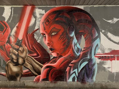 Colorful and Red Characters by sweap. This Graffiti is located in Pilsen, Czech Republic and was created in 2023.