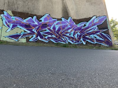 Violet and Light Blue Stylewriting by Prime. This Graffiti is located in Halle/Saale, Germany and was created in 2023. This Graffiti can be described as Stylewriting and Abandoned.